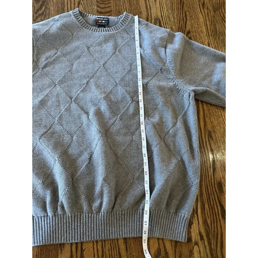 Alexander Julian Colours Vtg Gray Cable Knit Sweater 100% Cotton Size 2XL Tall‎